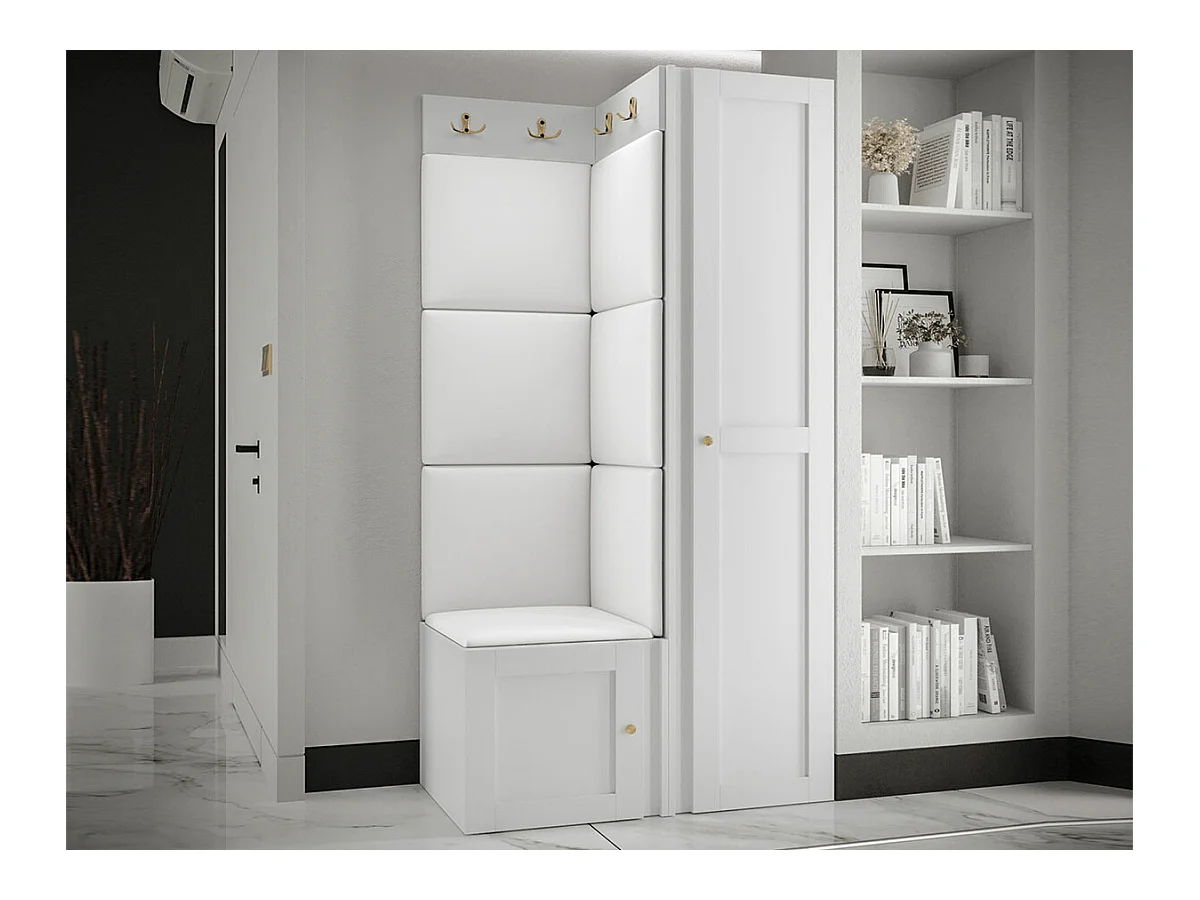 Set mobili da ingresso Hartford 381, 186x82x46cm, Bianco, Da terra|Montaggio a parete