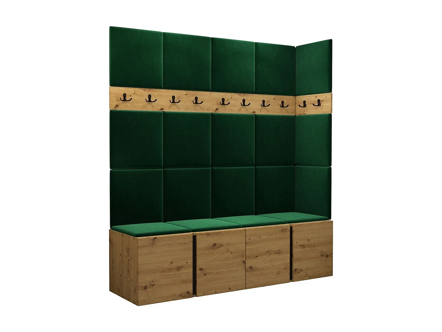 Conjunto pasillo Hartford 265, 186x168x46cm, Roble Artisan, Aglomerado laminado|Tapiz