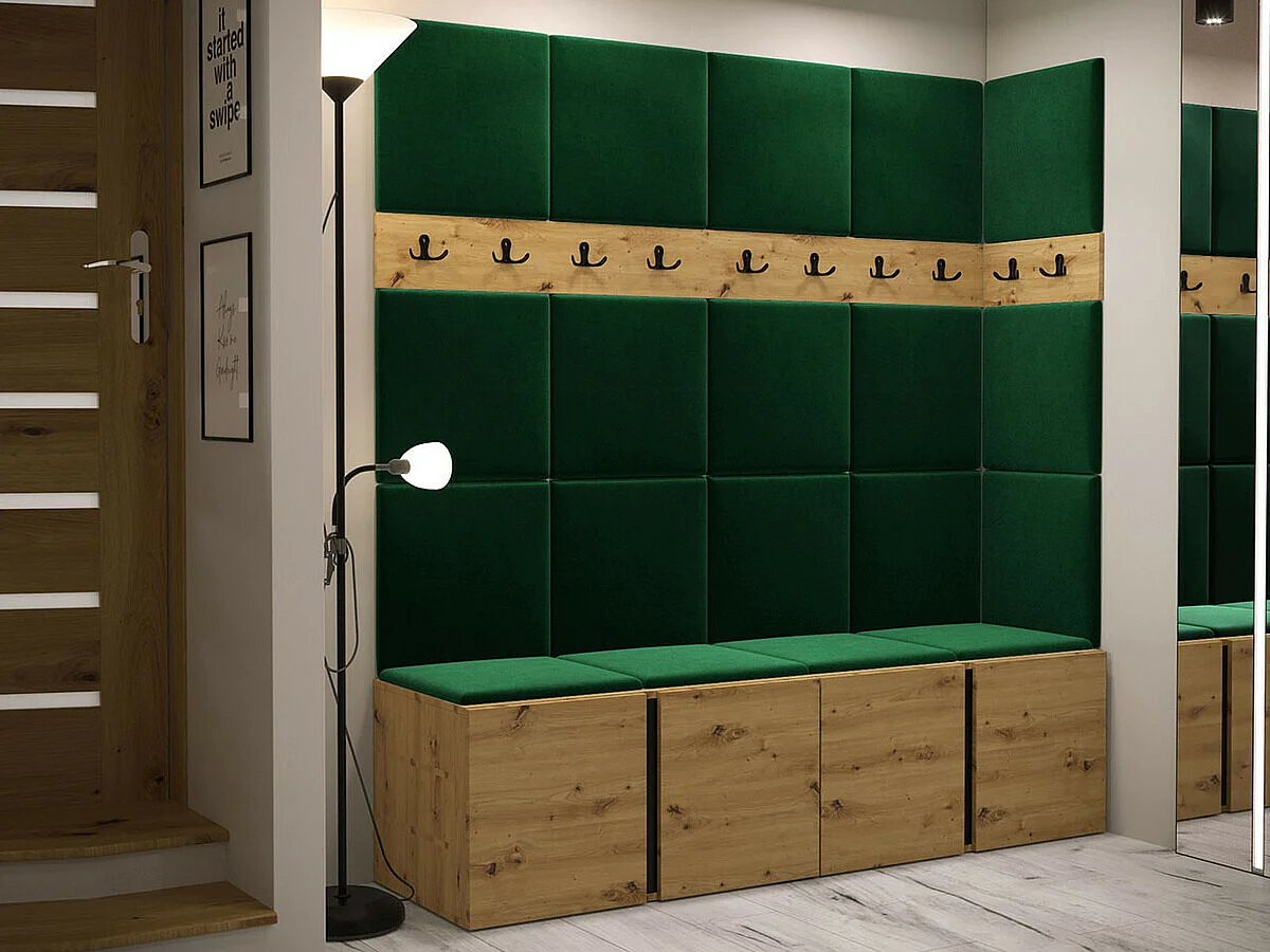 Meuble d'entrée Hartford 265, 186x168x46cm, Chêne Artisan, Tissu|Stratifié