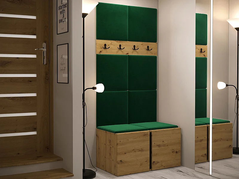 Meuble d'entrée Hartford 267, 186x84x44cm, Chêne Artisan, Stratifié|Tapisserie