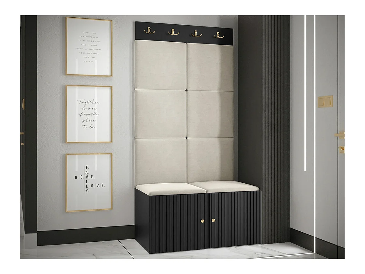Conjunto pasillo Hartford 383, 186x84x46cm, De color marrón claro|Negro