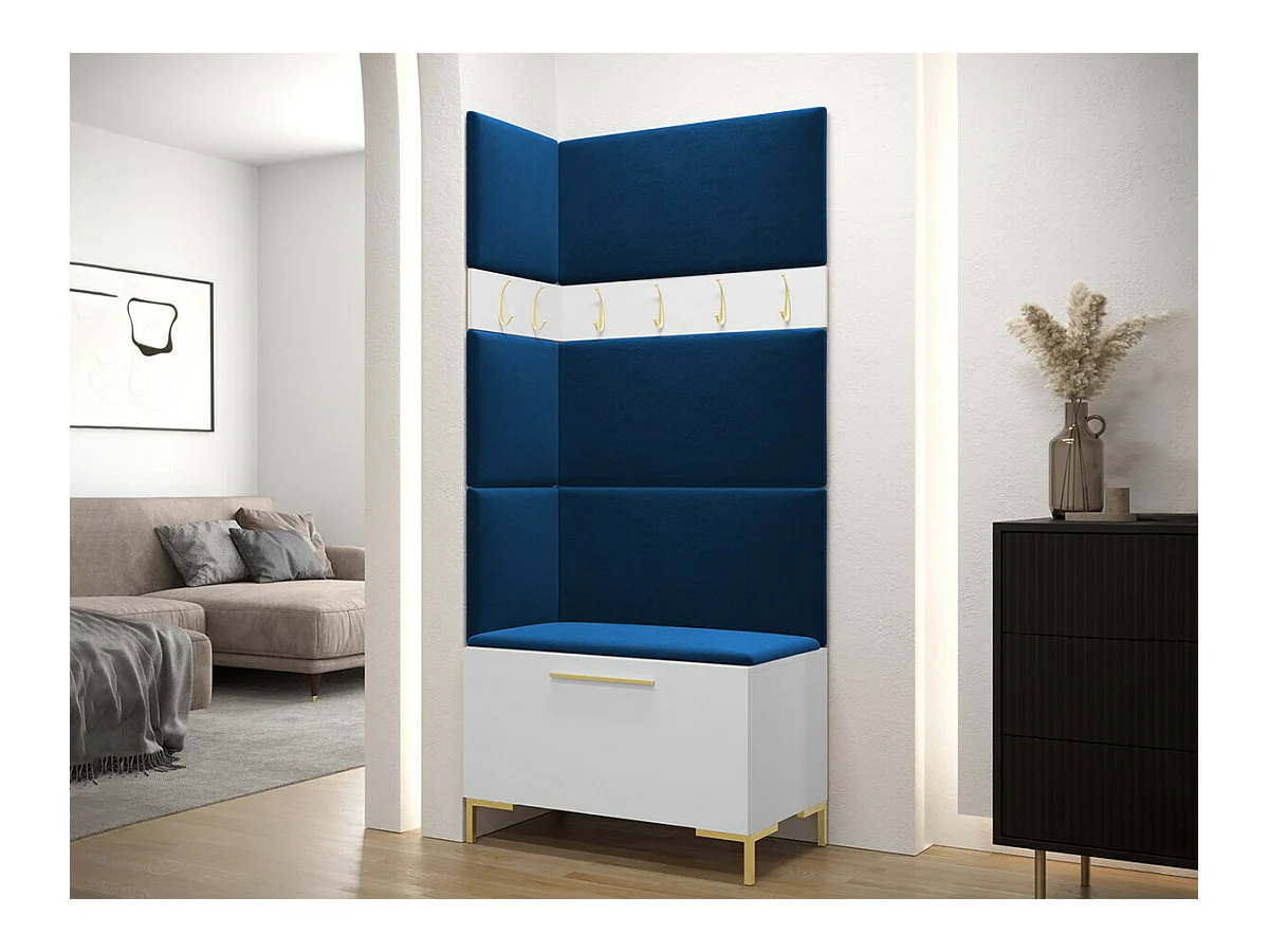 Meuble d'entrée Tivsoa 103, 196x84x46cm, Blanc, Tapisserie|Stratifié, À suspendre|À poser
