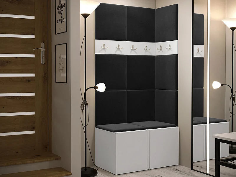 Meuble d'entrée Hartford 264, 186x84x46cm, Blanc, Stratifié|Tapisserie