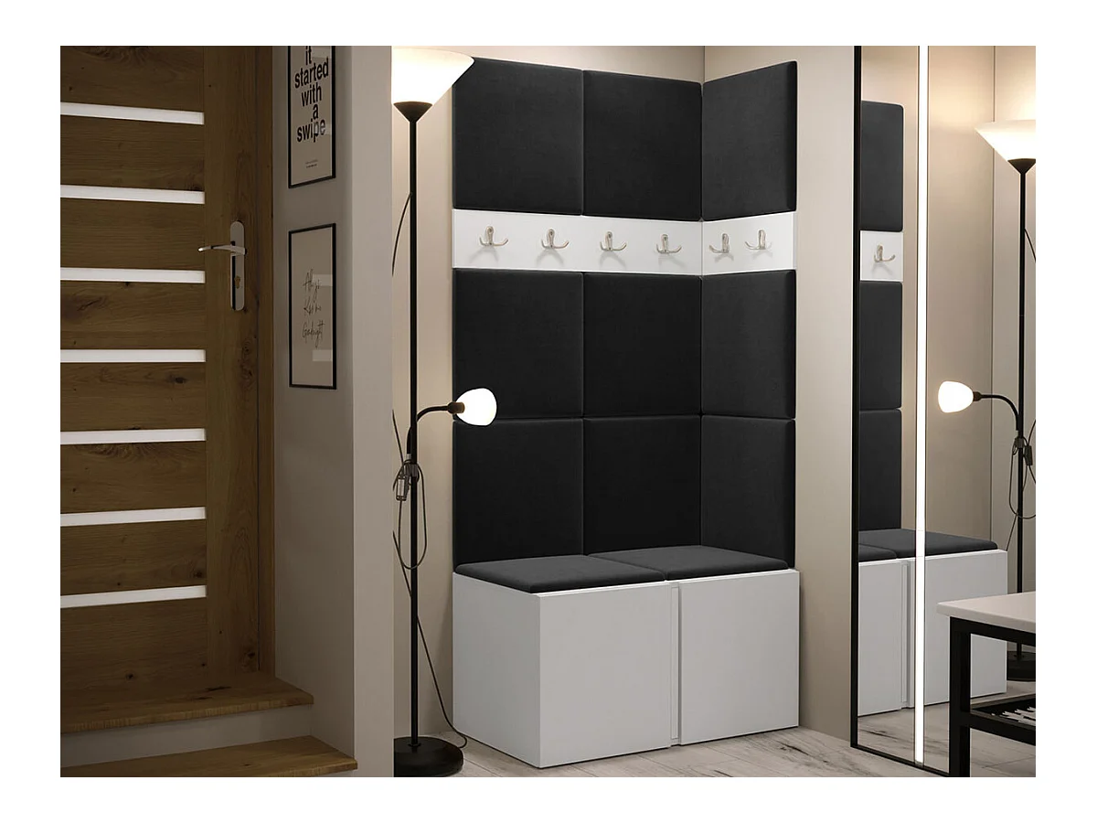 Meuble d'entrée Hartford 264, 186x84x46cm, Blanc, Stratifié|Tapisserie