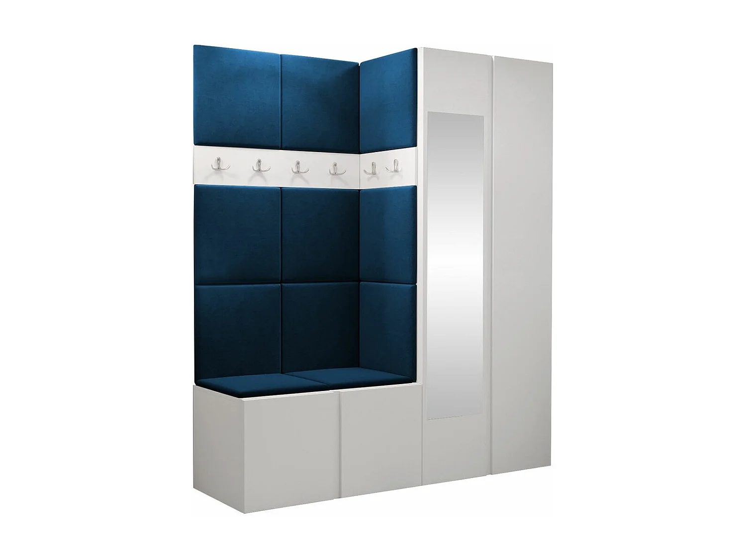 Meuble d'entrée Hartford 278, 186x158x46cm, Disponible, Blanc, Tissu|Stratifié