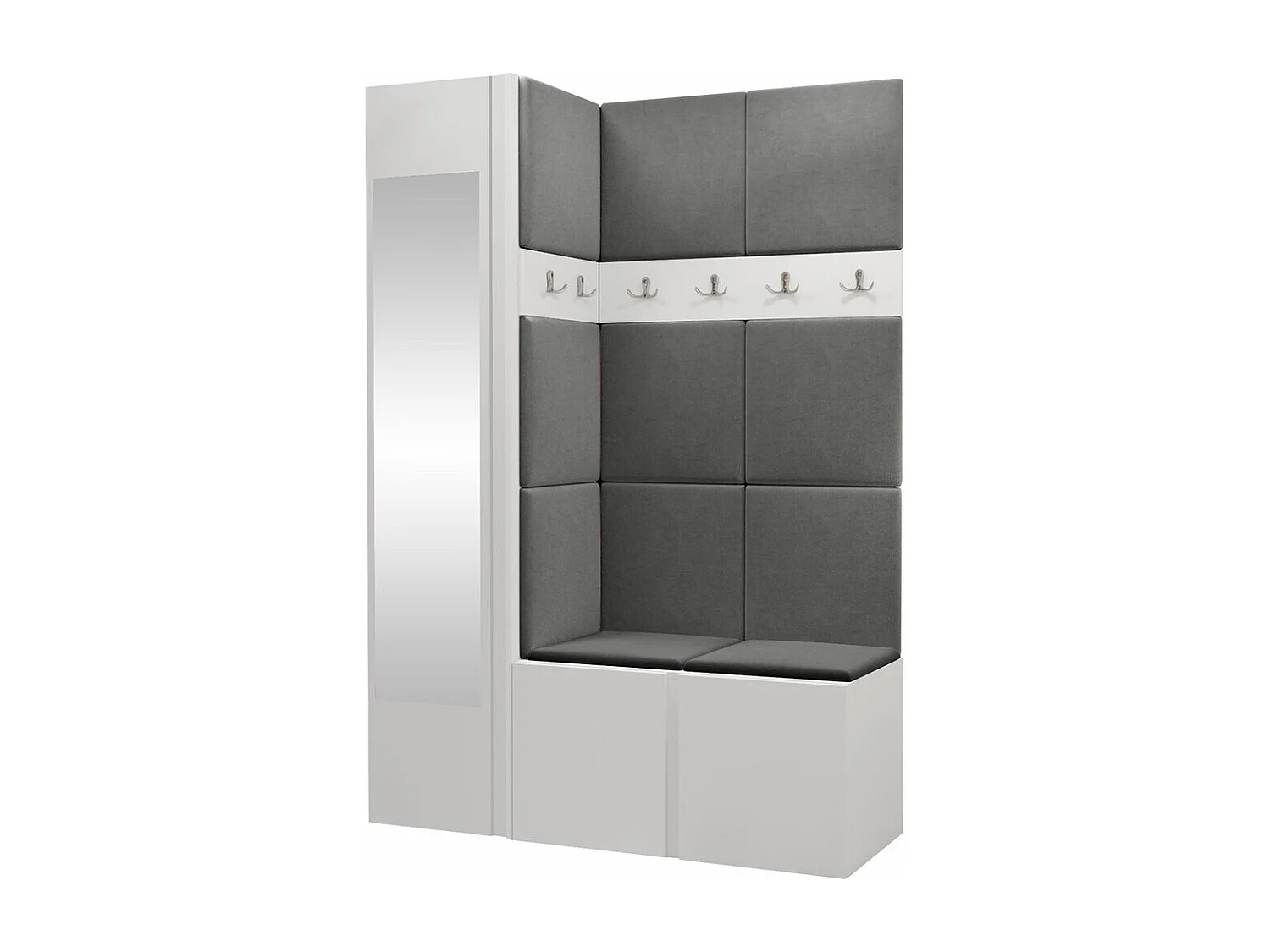 Meuble d'entrée Hartford 277, 186x124x46cm, Disponible, Blanc, Stratifié|Tissu