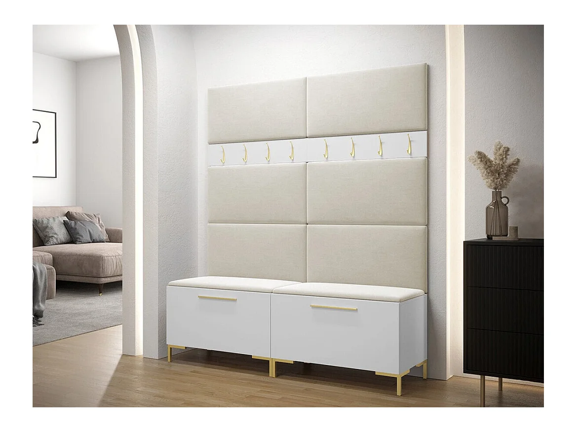 Set mobili da ingresso Hartford F101, 196x168x46cm, Bianco, Arazzo|Truciolare laminato