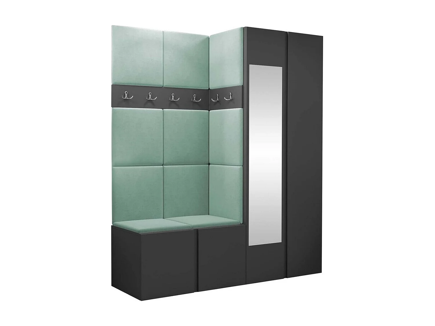 Conjunto pasillo Hartford 278, 186x158x46cm, Espejo, Grafito, Aglomerado laminado|Tapiz