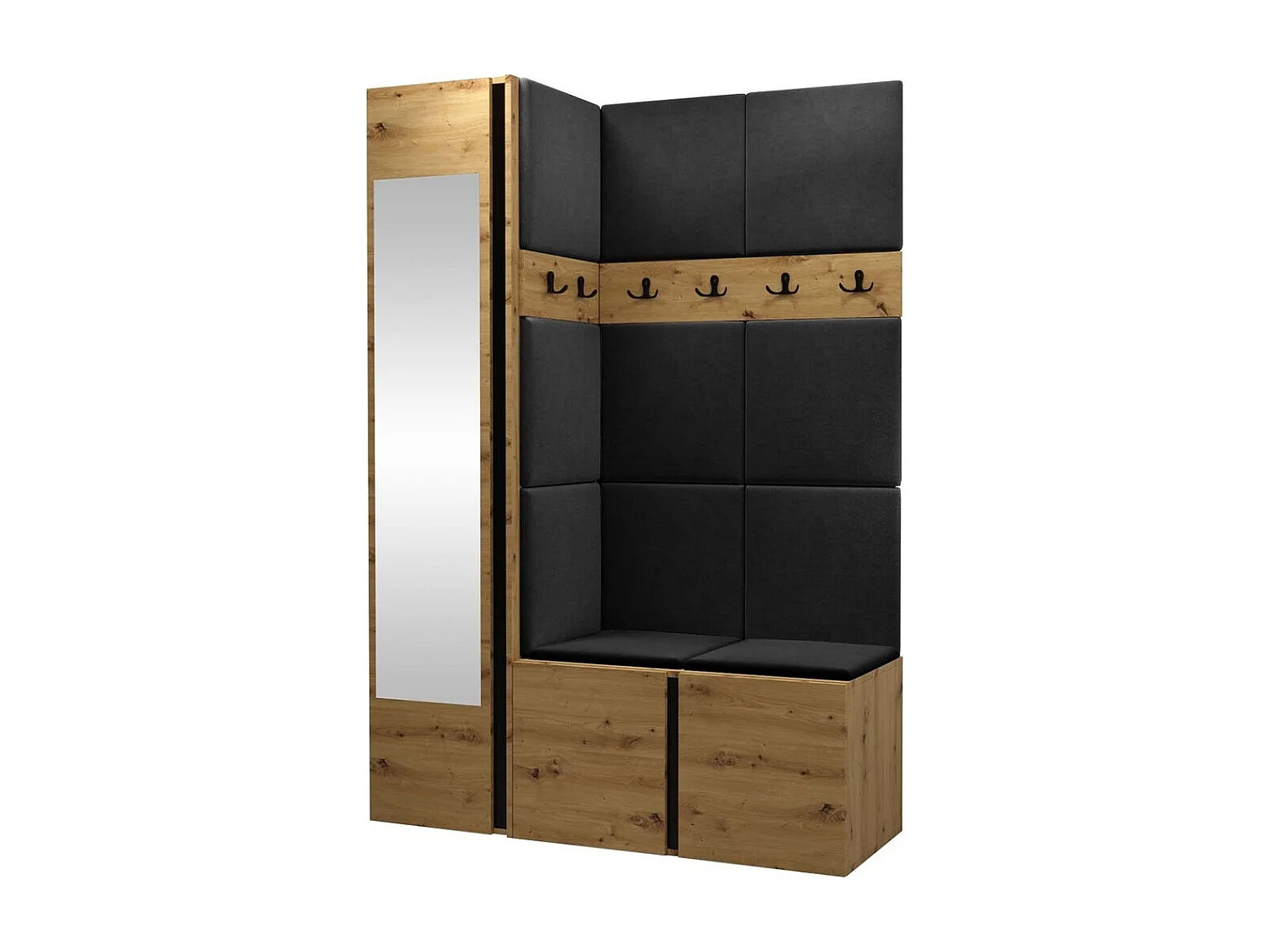 Meuble d'entrée Hartford 277, 186x124x46cm, Disponible, Chêne Artisan, Tissu|Stratifié