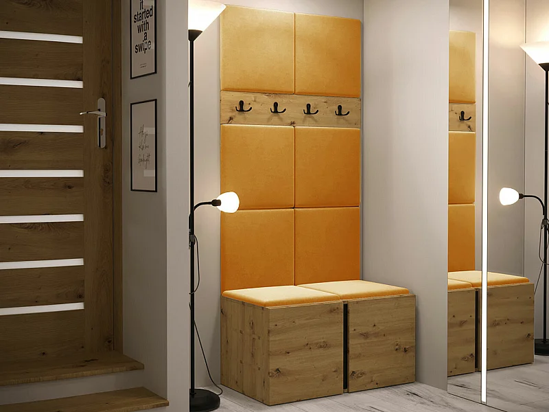 Conjunto pasillo Hartford 267, 186x84x46cm, Roble Artisan, Aglomerado laminado|Tapiz