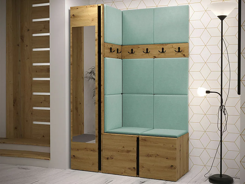 Conjunto pasillo Hartford 277, 186x124x46cm, Espejo, Roble Artisan