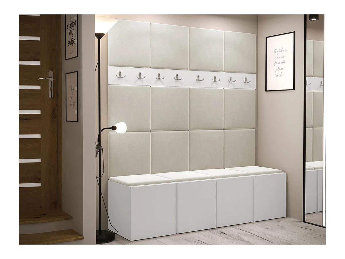 Conjunto pasillo Hartford 268, 186x168x46cm, Blanco, Aglomerado laminado|Tapiz