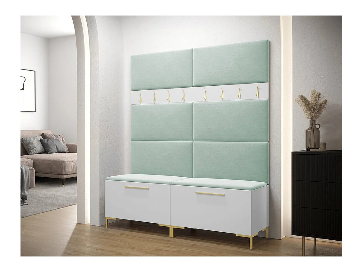 Meuble d'entrée Tivsoa 101, 196x168x46cm, Blanc, Tapisserie|Stratifié