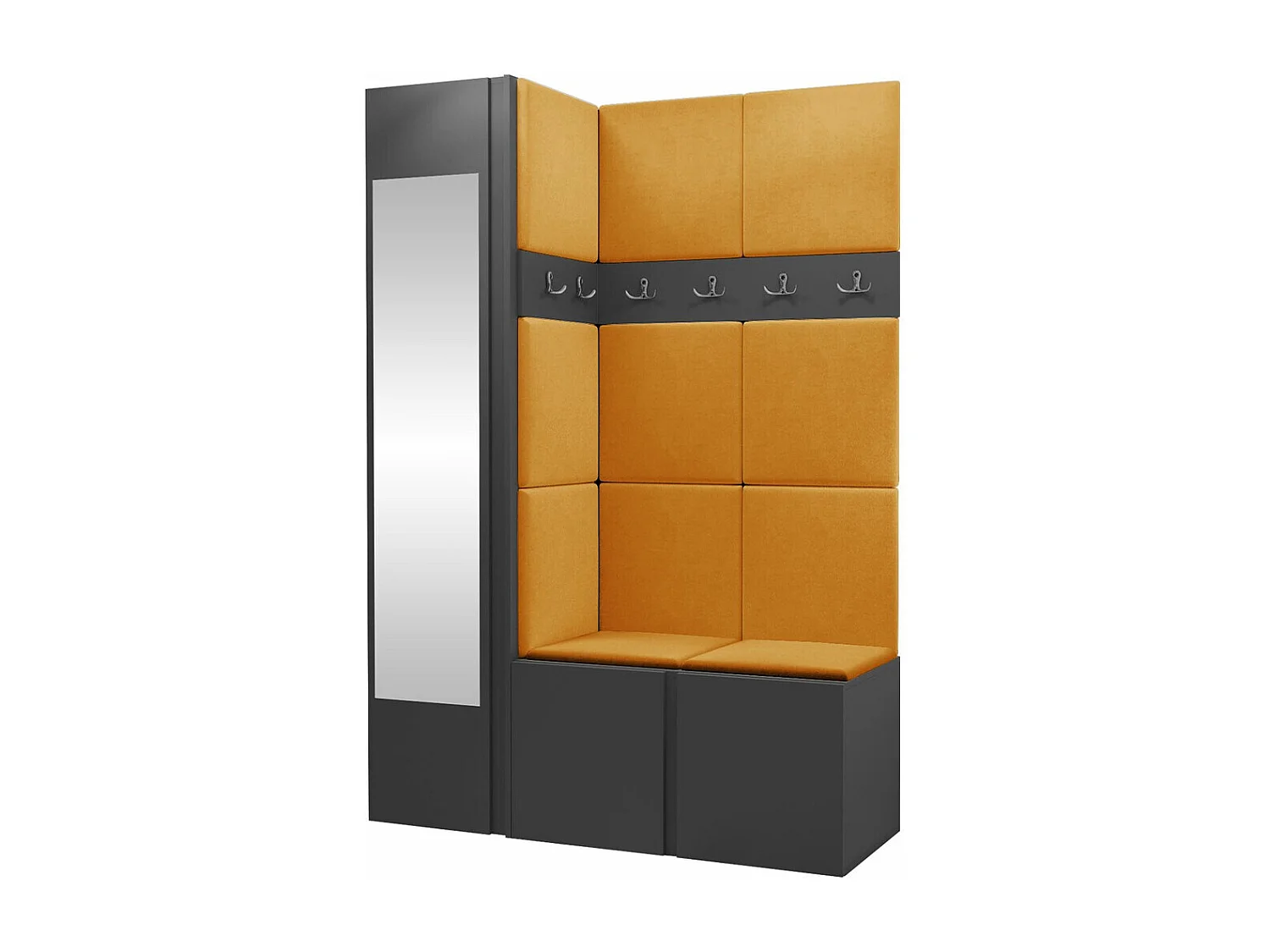 Conjunto pasillo Hartford 277, 186x124x46cm, Espejo, Grafito, Aglomerado laminado|Tapiz