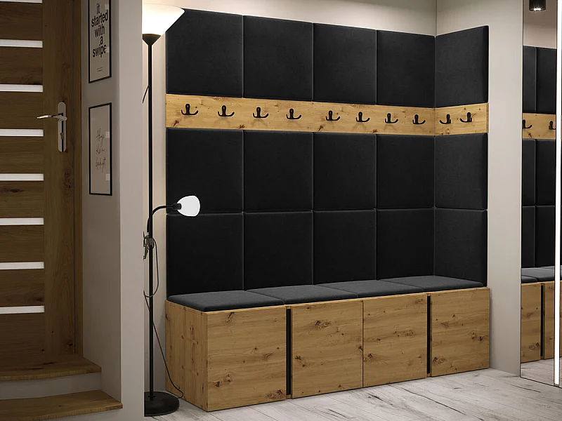 Conjunto pasillo Hartford 265, 186x168x46cm, Roble Artisan, Aglomerado laminado|Tapiz