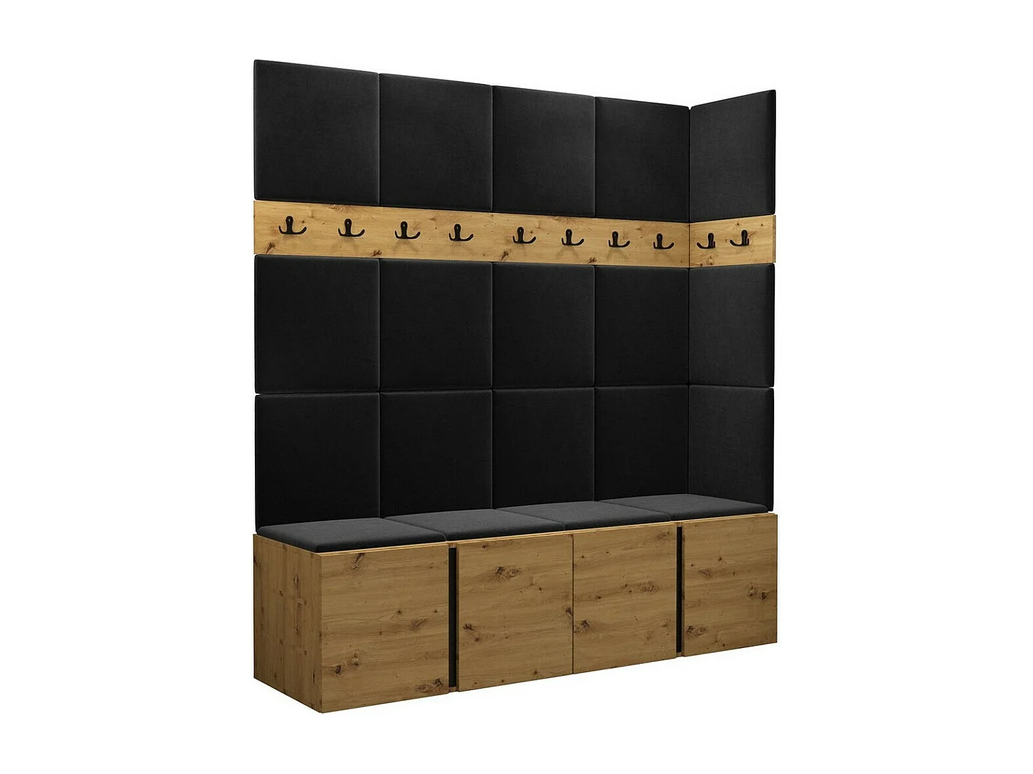 Conjunto pasillo Hartford 265, 186x168x46cm, Roble Artisan, Aglomerado laminado|Tapiz