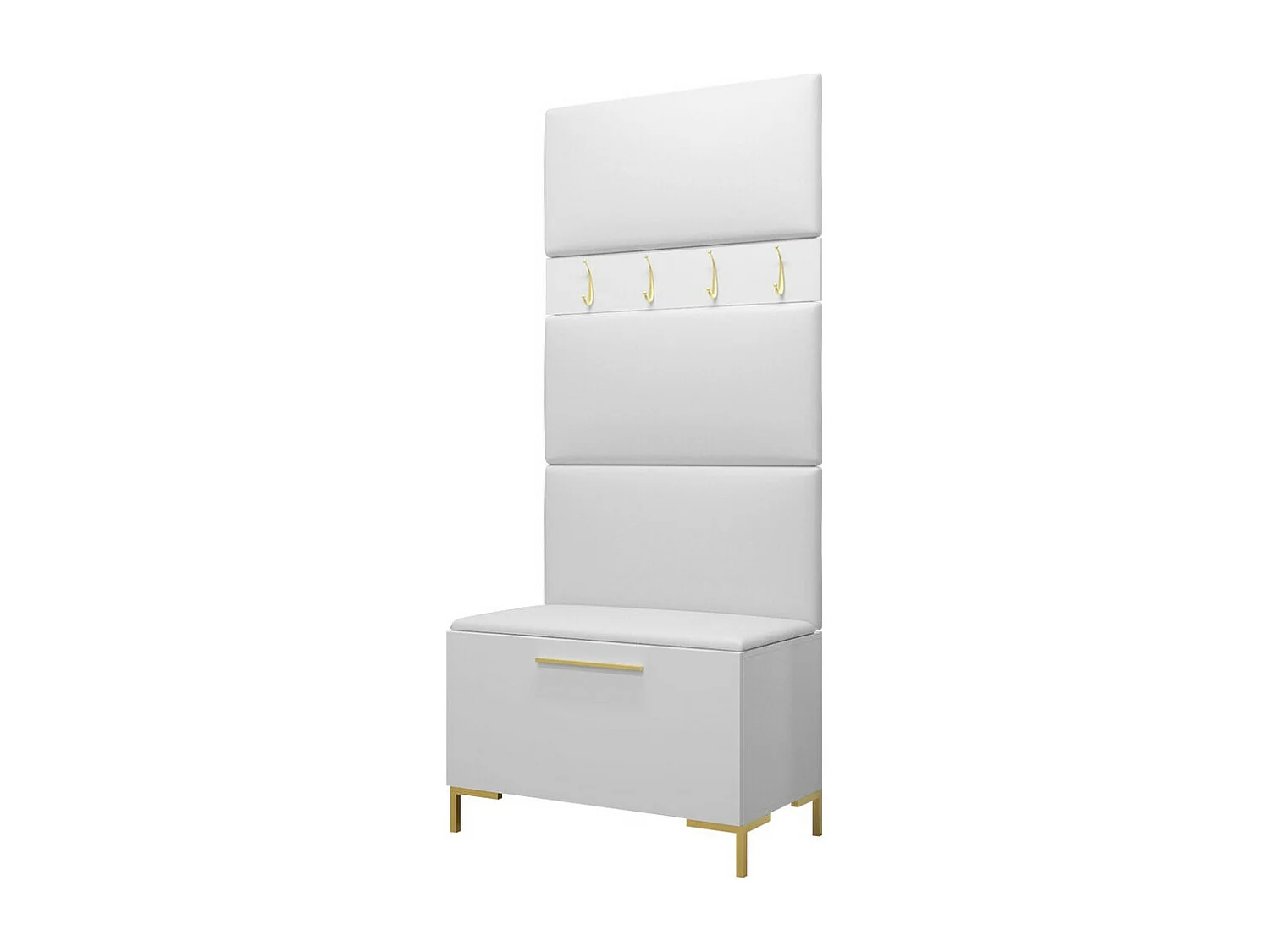 Meuble d'entrée Tivsoa 102, 196x84x46cm, Blanc, Stratifié|Faux cuir, À poser|Murale