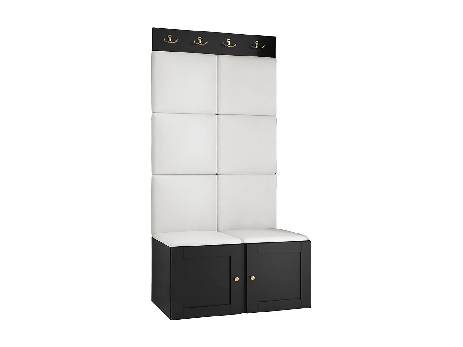 Conjunto pasillo Hartford 375, 186x84x46cm, Negro|Blanco, Colocada|Montada en la pared