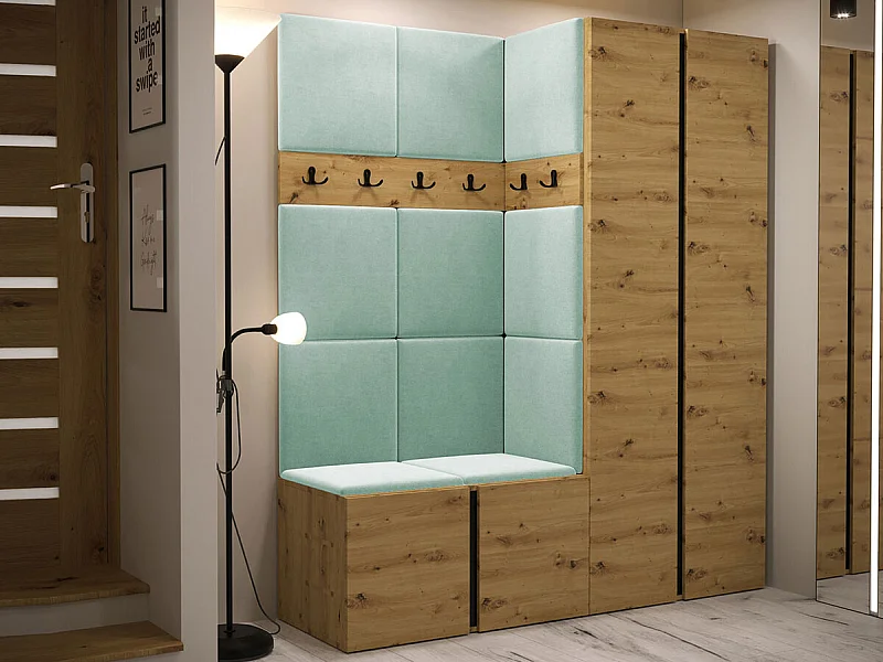 Meuble d'entrée Hartford 266, 186x158x46cm, Chêne Artisan, Tapisserie|Stratifié