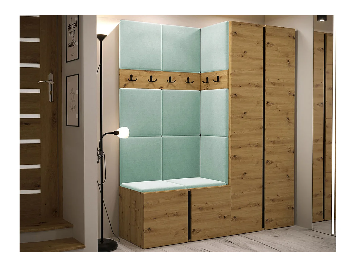 Meuble d'entrée Hartford 266, 186x158x46cm, Chêne Artisan, Tapisserie|Stratifié