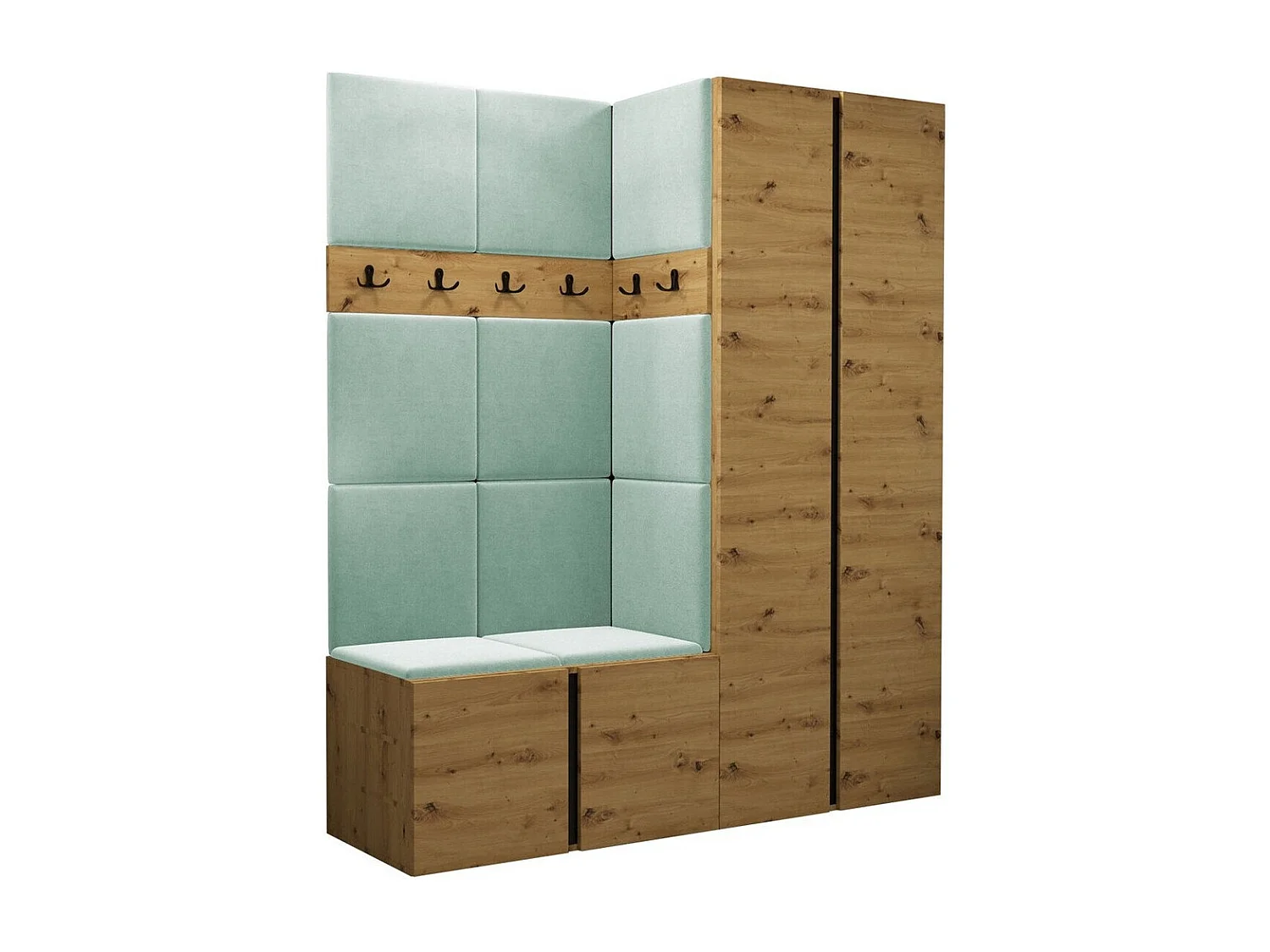 Meuble d'entrée Hartford 266, 186x158x46cm, Chêne Artisan, Tissu|Stratifié