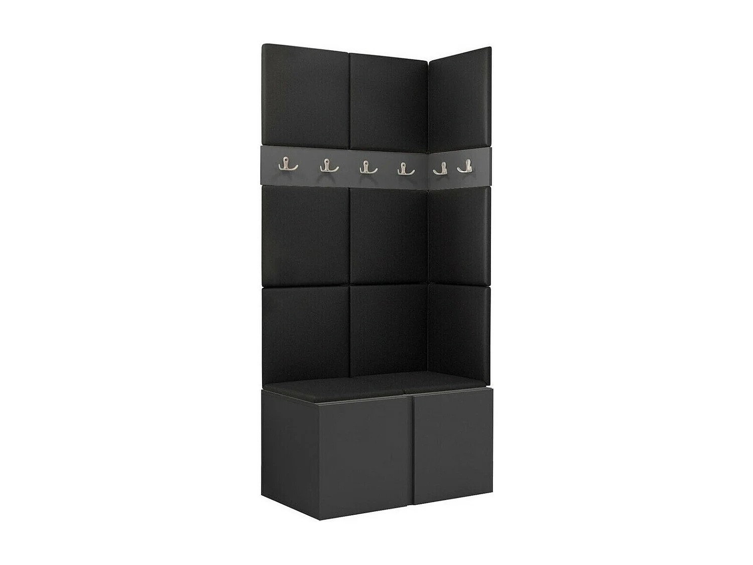 Conjunto pasillo Hartford 264, 186x84x46cm, Grafito, Cuero ecológico|Aglomerado laminado