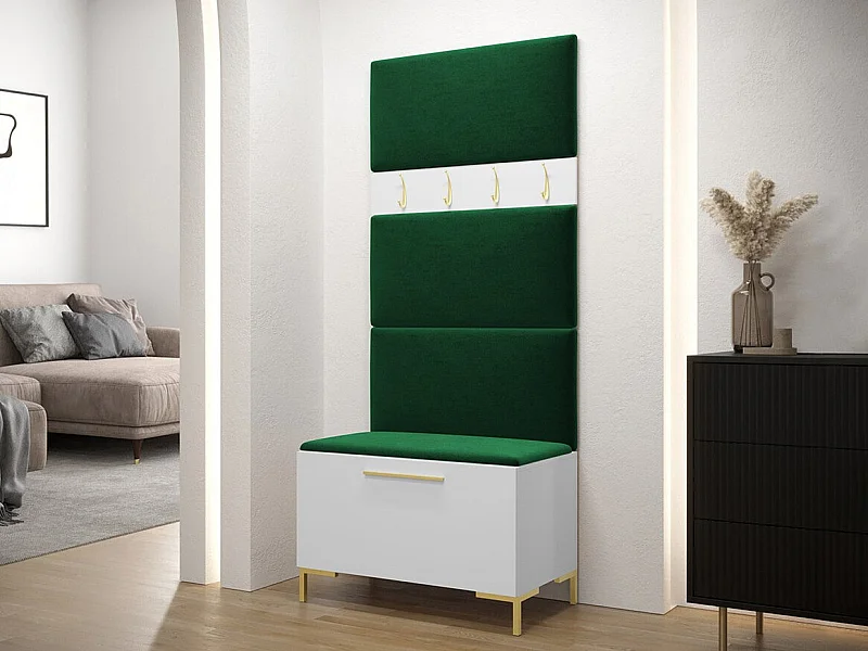 Meuble d'entrée Tivsoa 102, 196x84x46cm, Blanc, Stratifié|Tissu, À poser|Murale