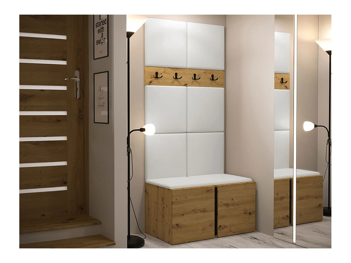 Set mobili da ingresso Hartford 267, 186x84x46cm, Rovere Artisan