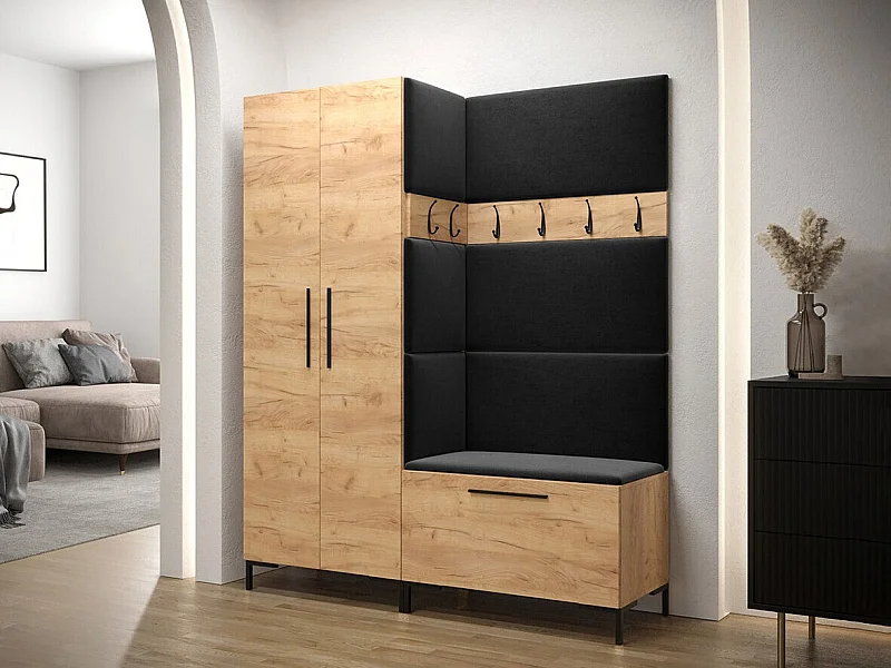 Conjunto pasillo Hartford F100, 196x158x44cm, Craft roble, Tapiz|Aglomerado laminado