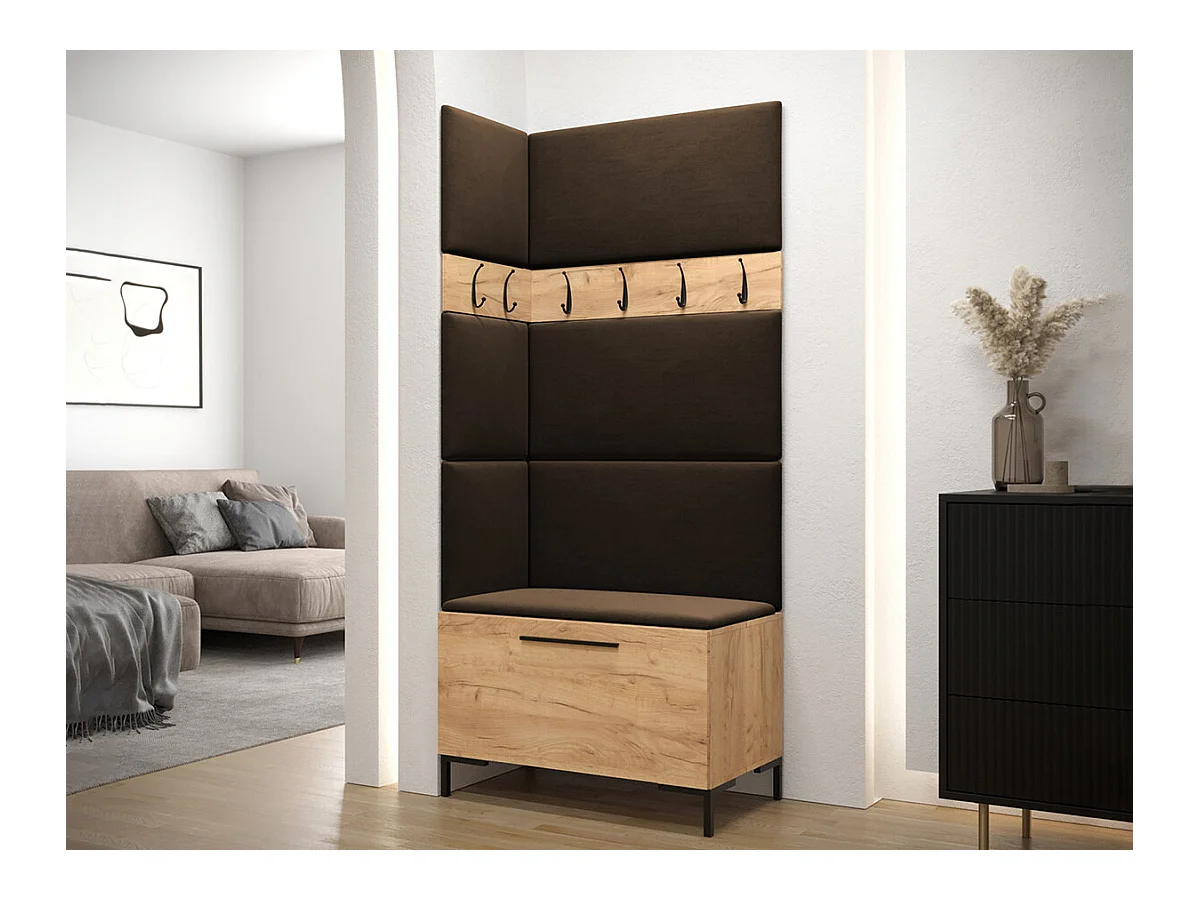Conjunto pasillo Hartford F103, 196x84x46cm, Craft roble|Marrón oscuro