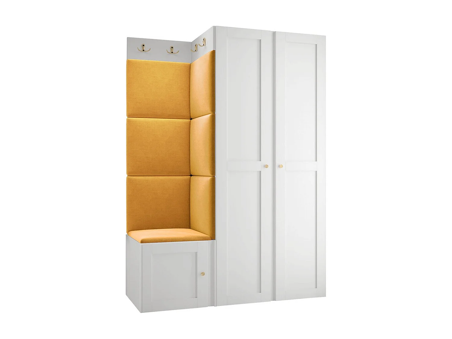Set mobili da ingresso Hartford 379, 186x116x46cm, Giallo|Bianco