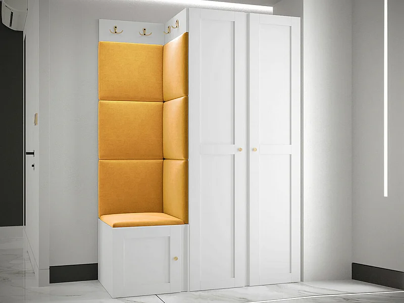 Conjunto pasillo Hartford 379, 186x116x46cm, Amarillo|Blanco