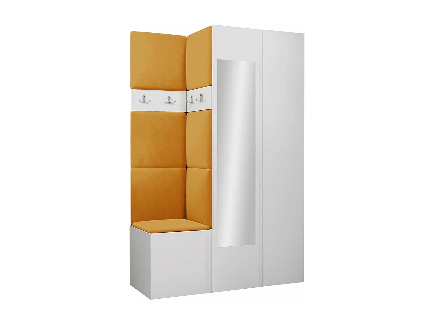 Set mobili da ingresso Hartford 350, 186x116x44cm, Specchio, Bianco