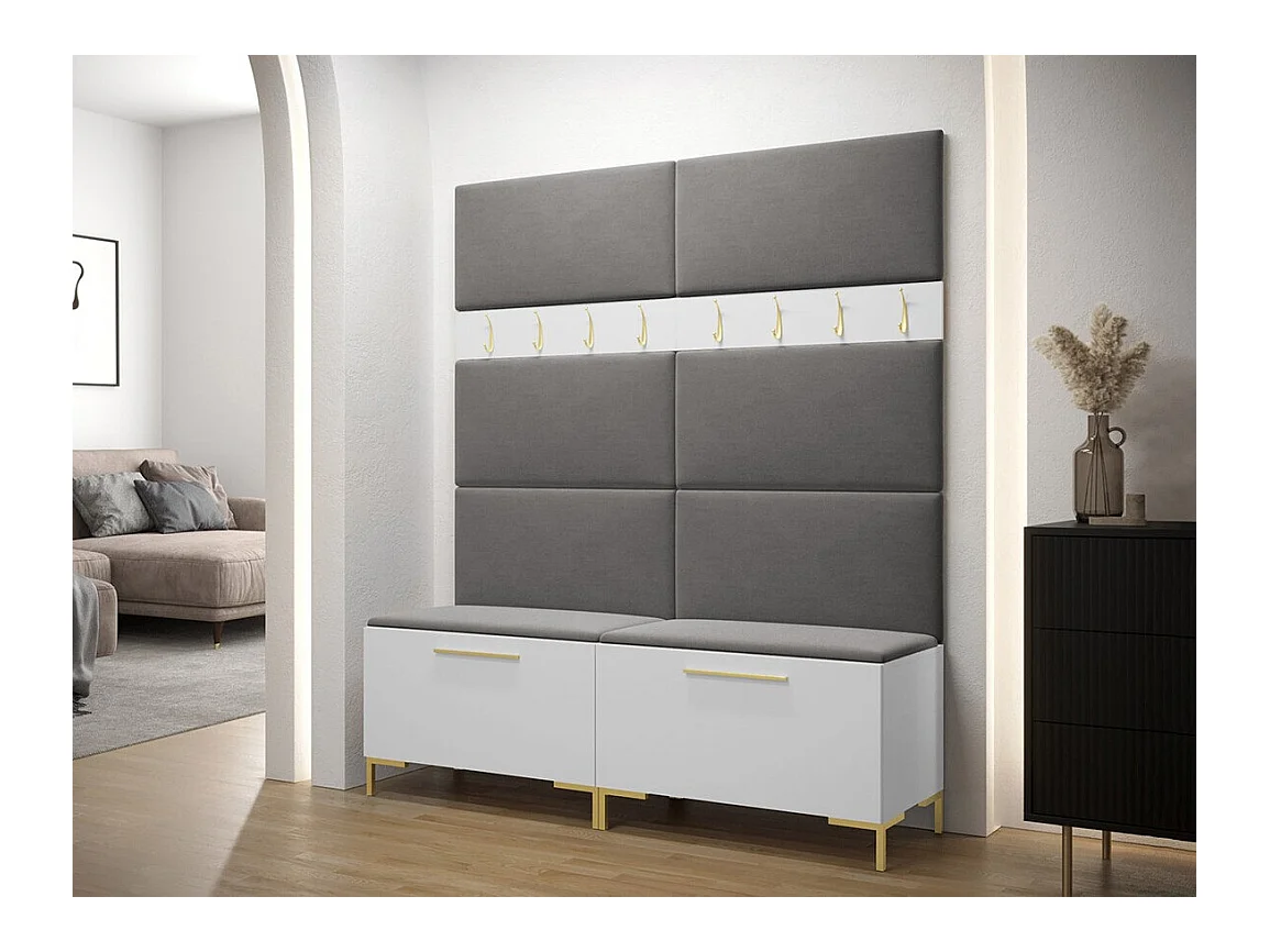 Set mobili da ingresso Hartford F101, 196x168x46cm, Bianco, Arazzo|Truciolare laminato