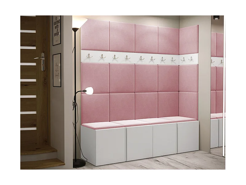 Meuble d'entrée Hartford 265, 186x168x46cm, Blanc, Tapisserie|Stratifié