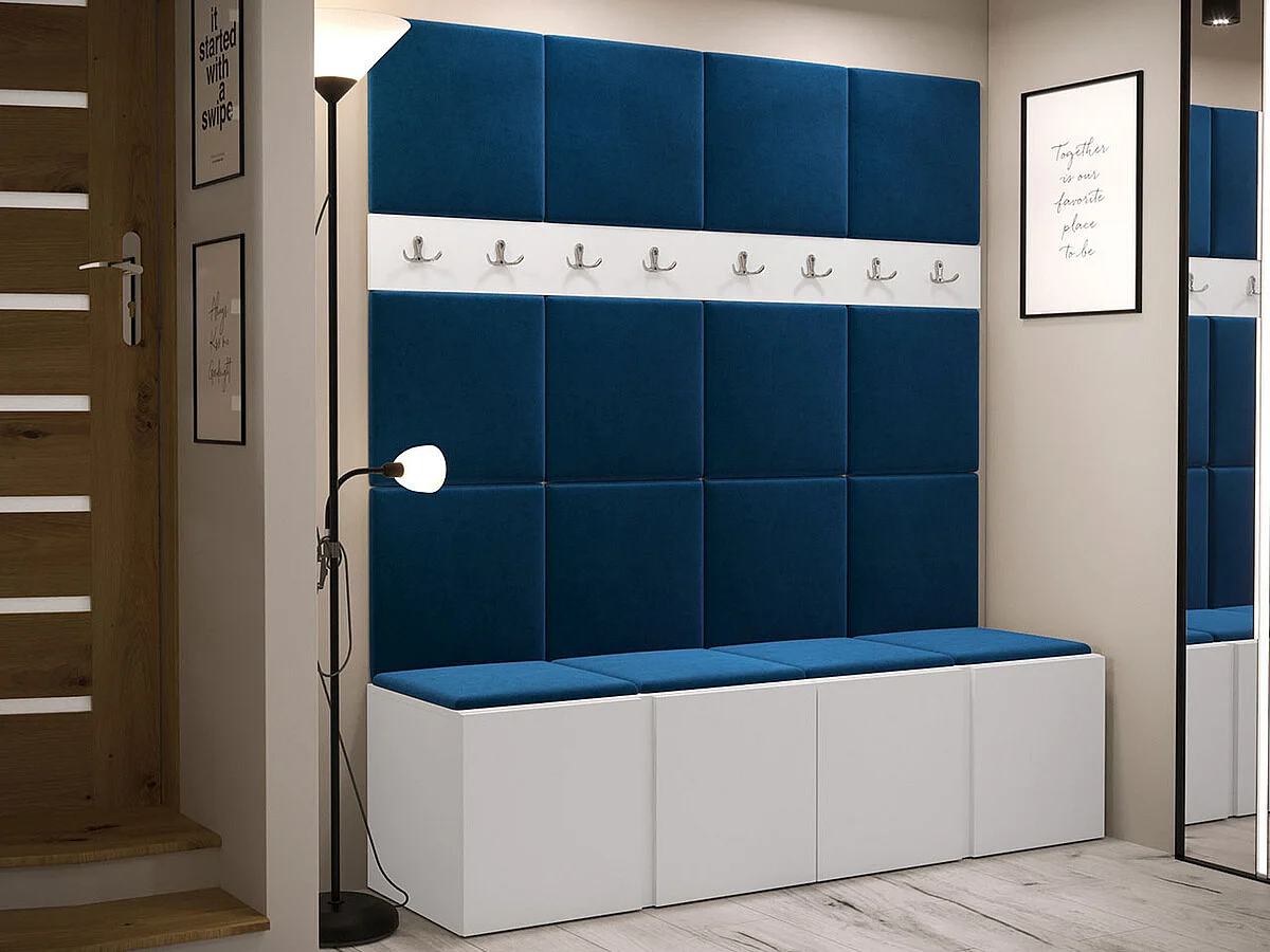 Meuble d'entrée Hartford 268, 186x168x46cm, Blanc, Stratifié|Tapisserie