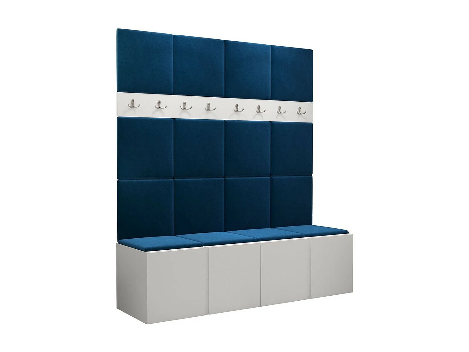 Meuble d'entrée Hartford 268, 186x168x46cm, Blanc, Stratifié|Tapisserie