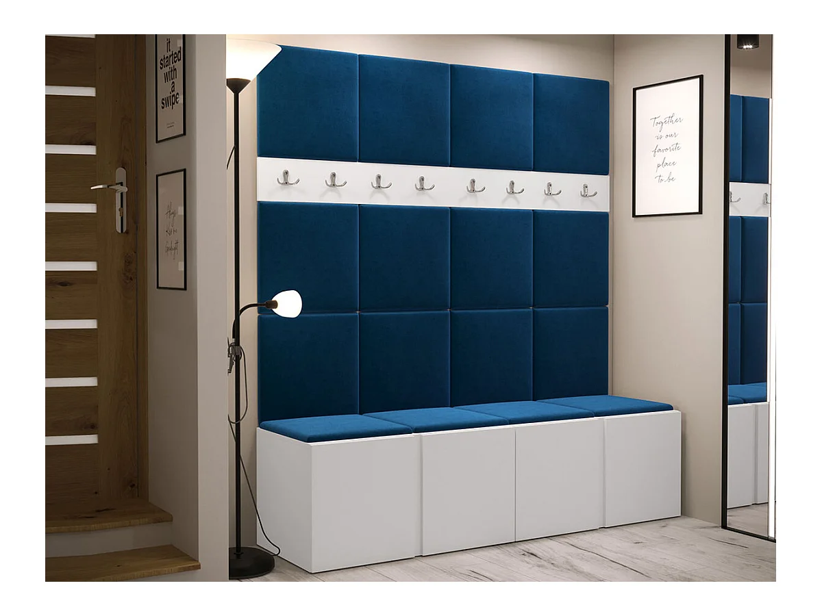 Meuble d'entrée Hartford 268, 186x168x46cm, Blanc, Stratifié|Tapisserie