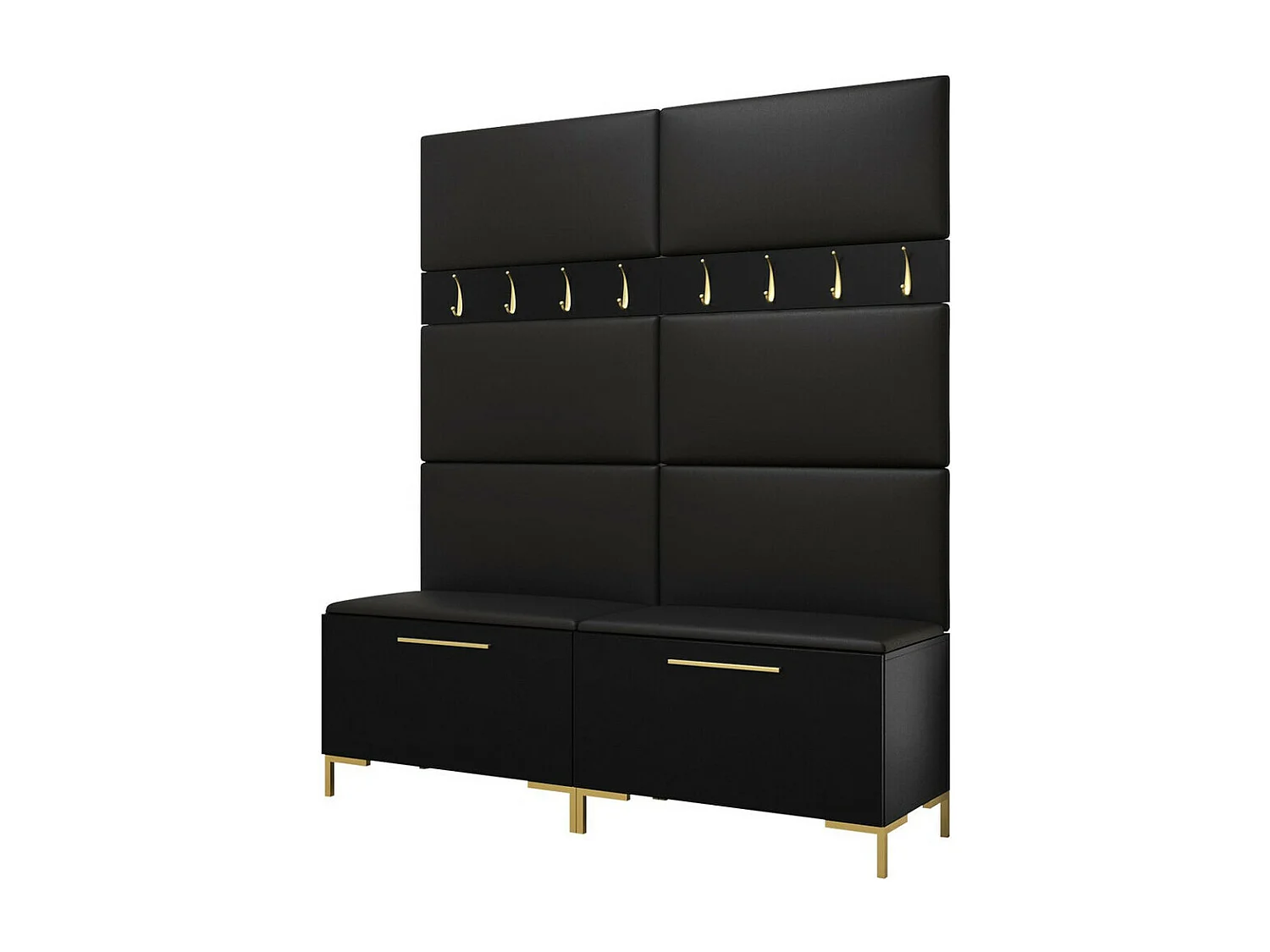 Conjunto pasillo Hartford F101, 196x168x46cm, Negro, Cuero ecológico|Aglomerado laminado