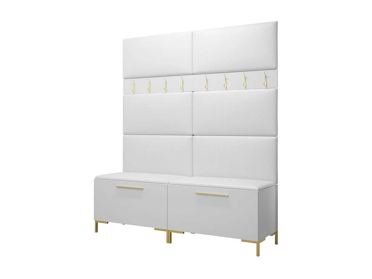 Conjunto pasillo Hartford F101, 196x168x46cm, Blanco, Cuero ecológico|Aglomerado laminado