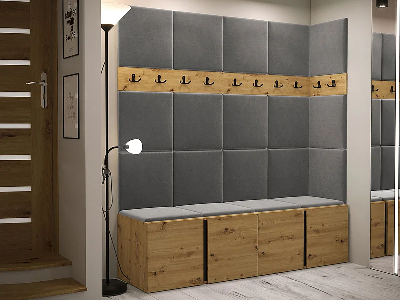 Meuble d'entrée Hartford 265, 186x168x46cm, Chêne Artisan, Stratifié|Tapisserie