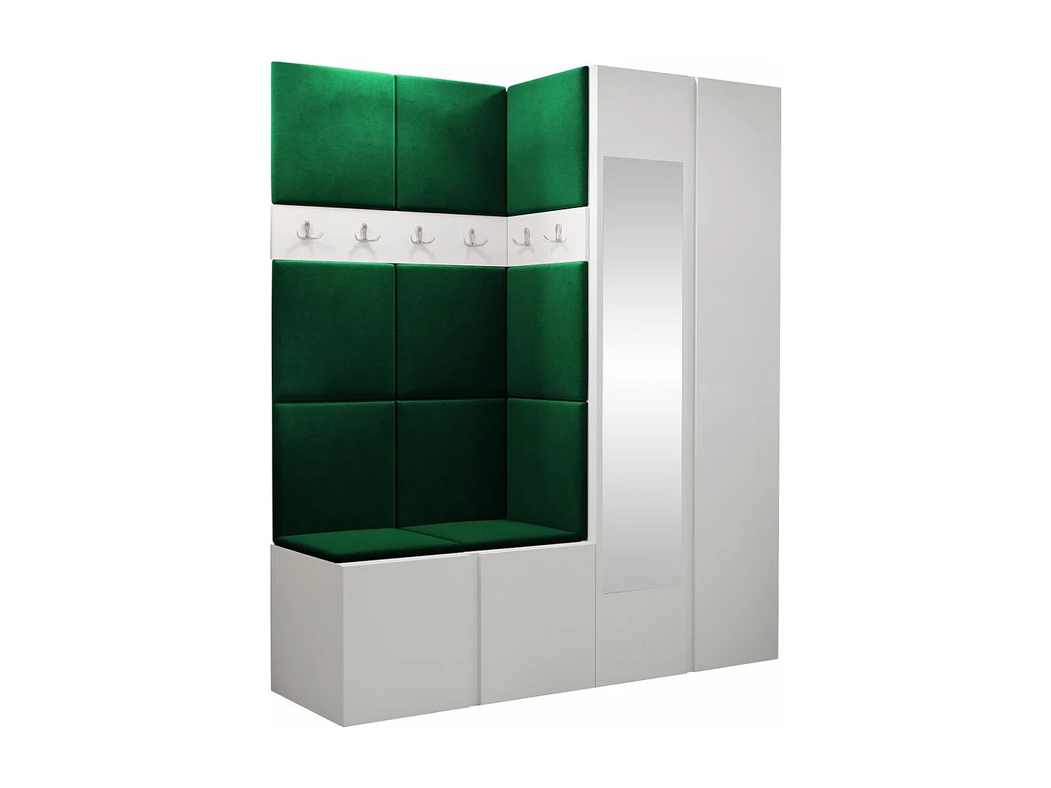 Conjunto pasillo Hartford 278, 186x158x46cm, Espejo, Blanco, Aglomerado laminado|Tapiz