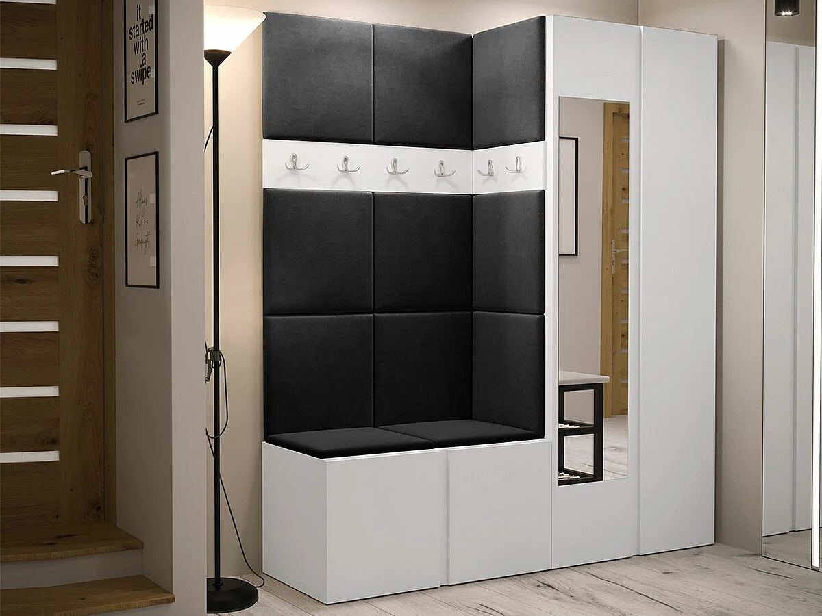 Conjunto pasillo Hartford 278, 186x158x46cm, Espejo, Blanco, Aglomerado laminado|Tapiz