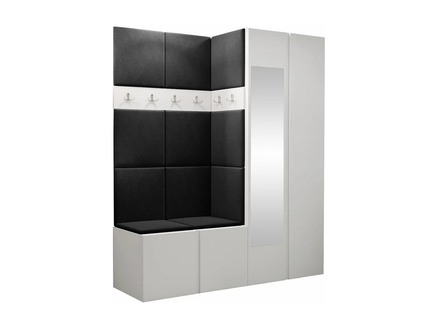 Meuble d'entrée Hartford 278, 186x158x46cm, Disponible, Blanc, Tissu|Stratifié