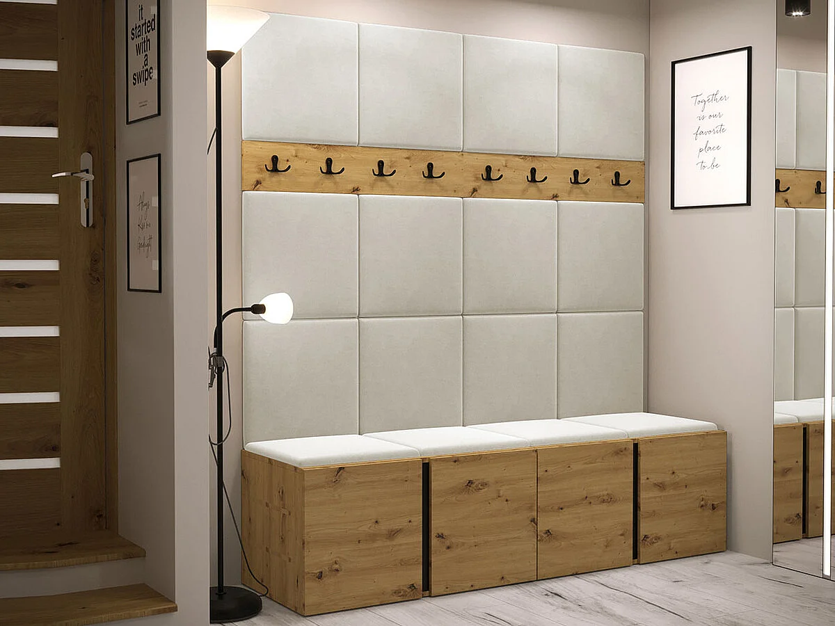 Conjunto pasillo Hartford 268, 186x168x46cm, Roble Artisan, Aglomerado laminado|Tapiz