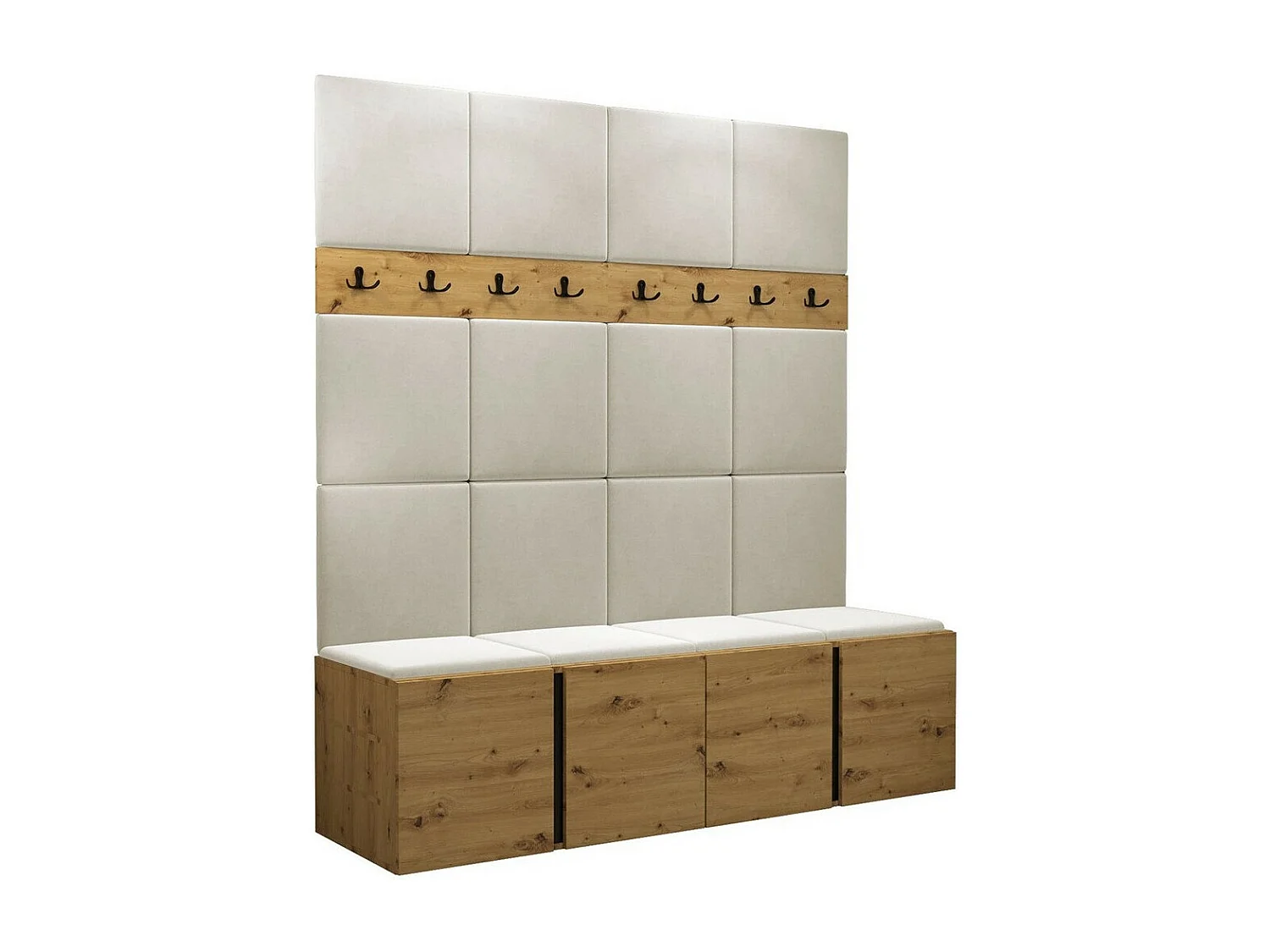 Conjunto pasillo Hartford 268, 186x168x46cm, Roble Artisan, Aglomerado laminado|Tapiz