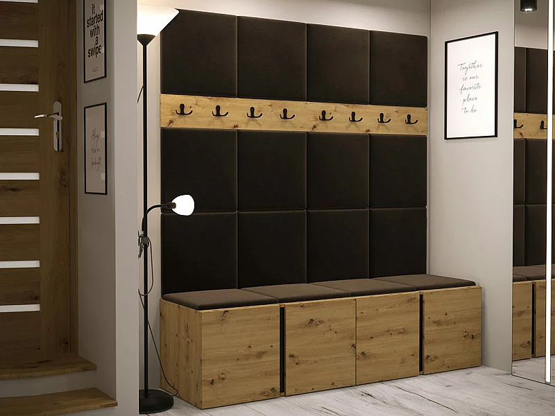 Conjunto pasillo Hartford 268, 186x168x46cm, Marrón|Roble Artisan