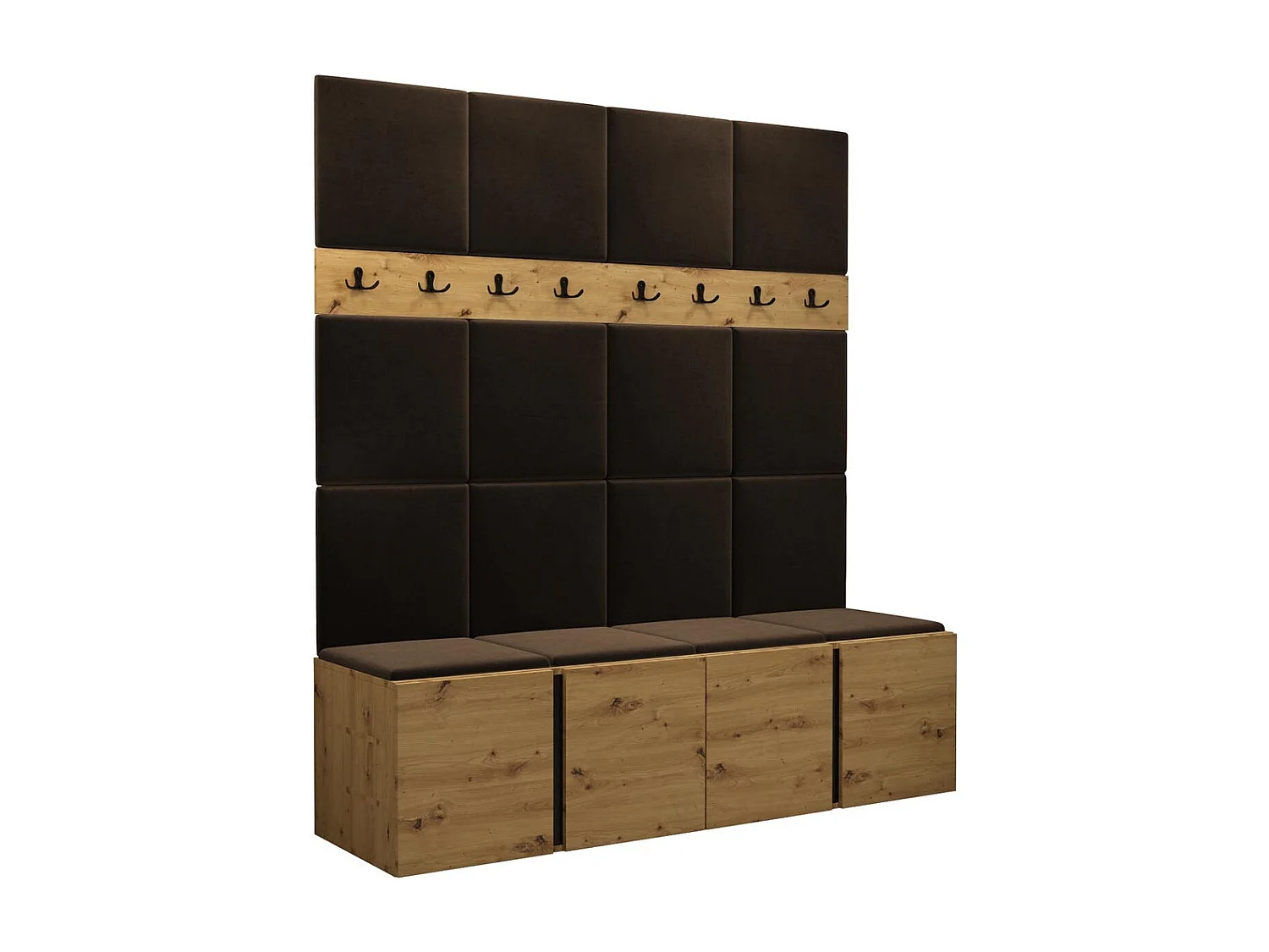 Conjunto pasillo Hartford 268, 186x168x46cm, Marrón|Roble Artisan