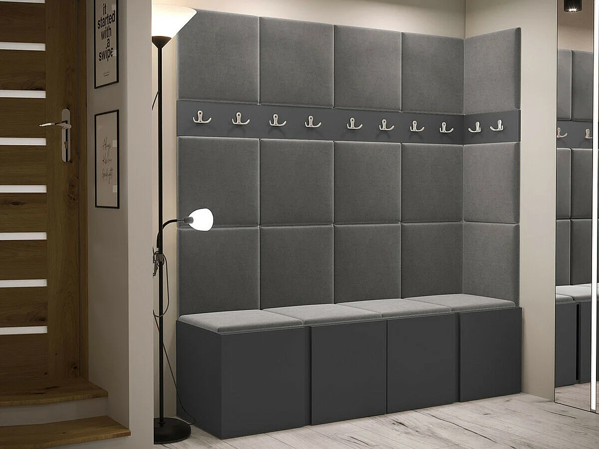 Conjunto pasillo Hartford 265, 186x168x46cm, Grafito, Aglomerado laminado|Tapiz