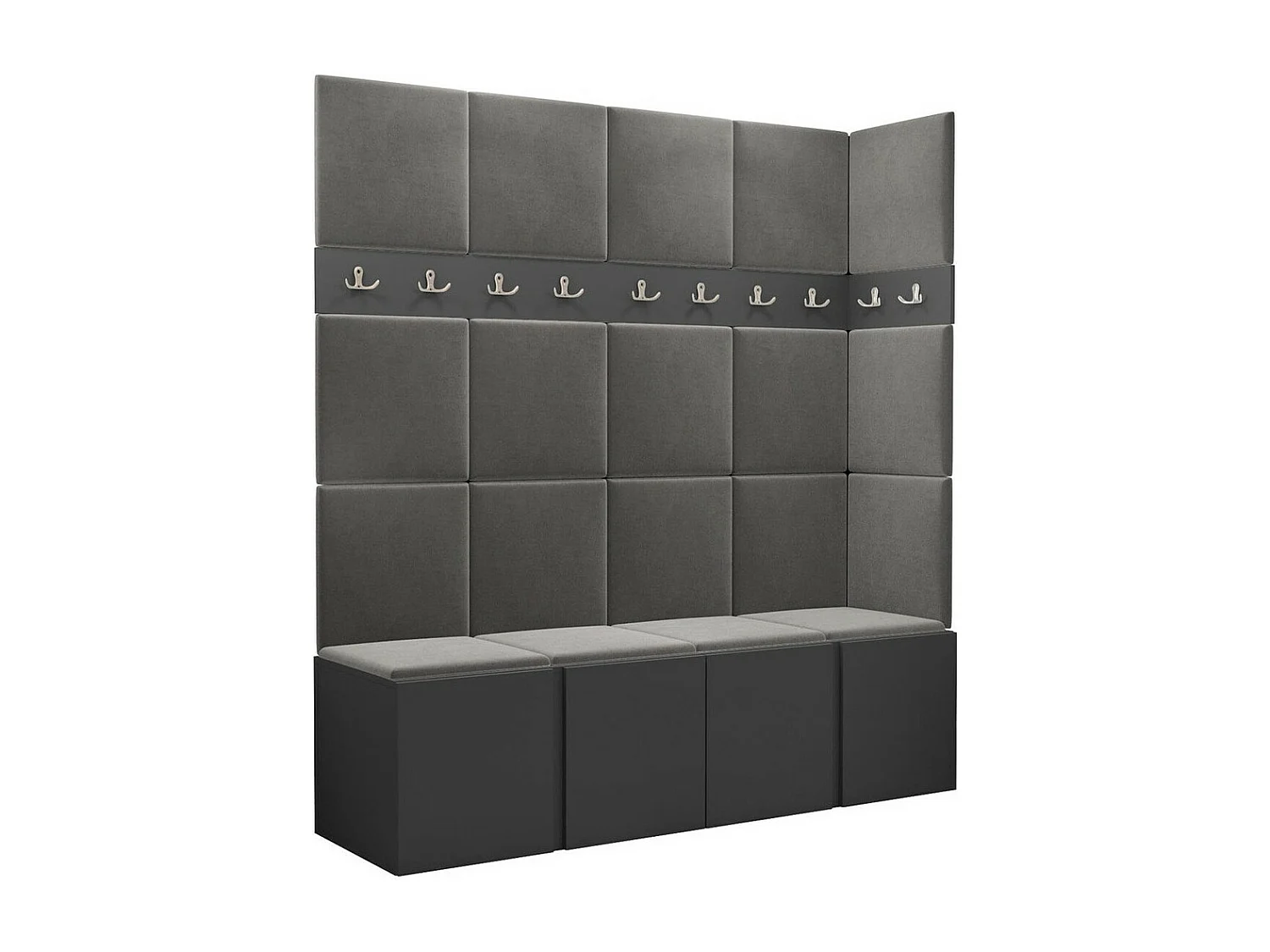 Conjunto pasillo Hartford 265, 186x168x46cm, Grafito, Aglomerado laminado|Tapiz